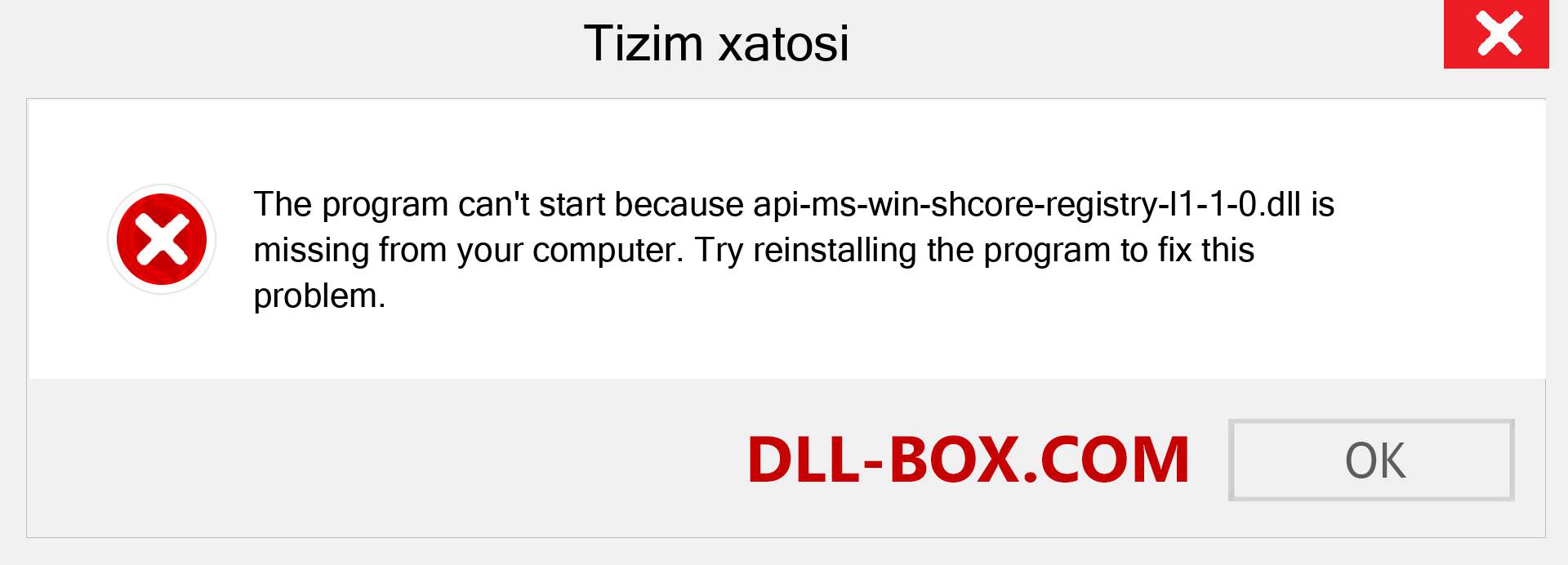 api-ms-win-shcore-registry-l1-1-0.dll fayli yo'qolganmi?. Windows 7, 8, 10 uchun yuklab olish - Windowsda api-ms-win-shcore-registry-l1-1-0 dll etishmayotgan xatoni tuzating, rasmlar, rasmlar